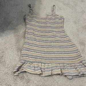 Striped Knit Dress with Ruffle Hem
